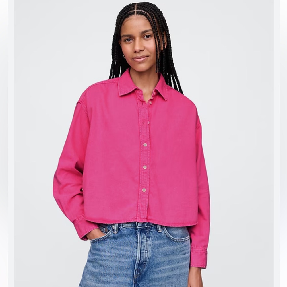 Gap bright pink oversized shirt jacket. Tall Medium